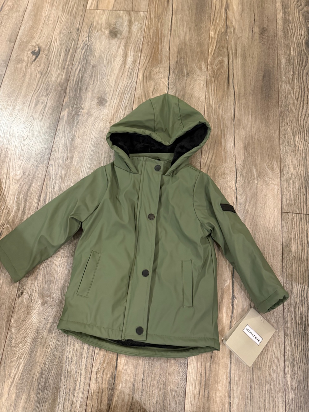 Hunter Olive Hooded Kids Raincoat